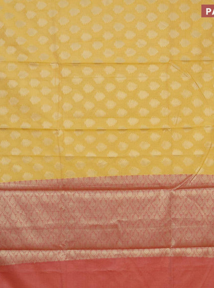 Banarasi kota saree yellow and red with zari woven buttas and zari woven border