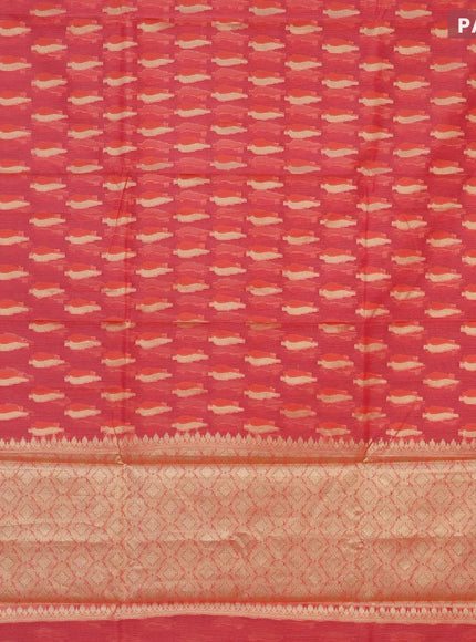 Banarasi kota saree pinkish orange and pink with thread & zari woven buttas and floral zari woven border