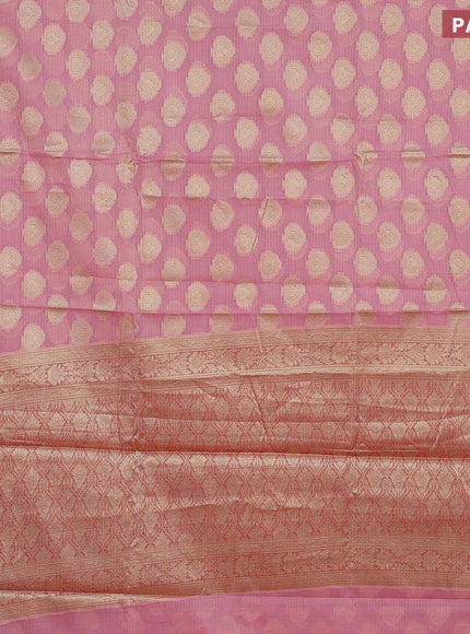 Banarasi kota saree light pink and pink with zari woven buttas and zari woven border