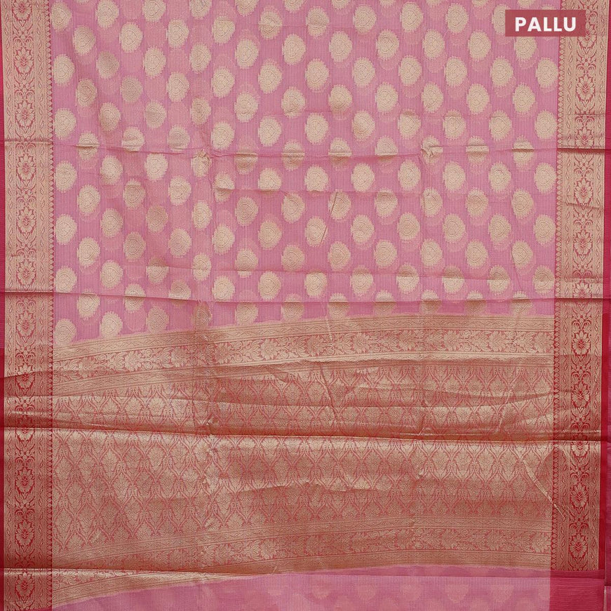 Banarasi kota saree light pink and pink with zari woven buttas and zari woven border