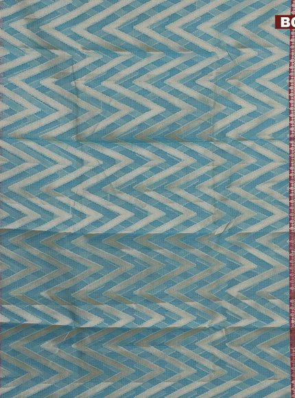 Banarasi kota saree teal blue and red with allover zari woven zig zag weaves and zari woven border