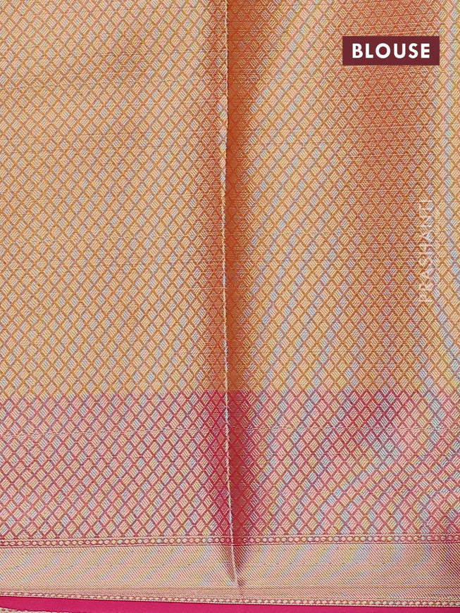 Banarasi kota saree yellow and pink with zari woven buttas and zari woven border