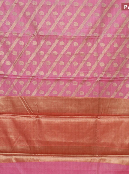 Banarasi kota saree pink shade and maroon with allover zari weaves & buttas and zari woven simple border