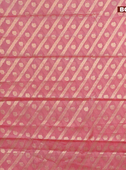 Banarasi kota saree pink shade and maroon with allover zari weaves & buttas and zari woven simple border