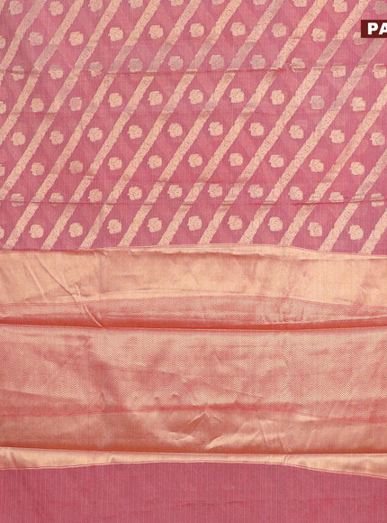 Banarasi kota saree pink shade and maroon with allover zari weaves & buttas and zari woven simple border