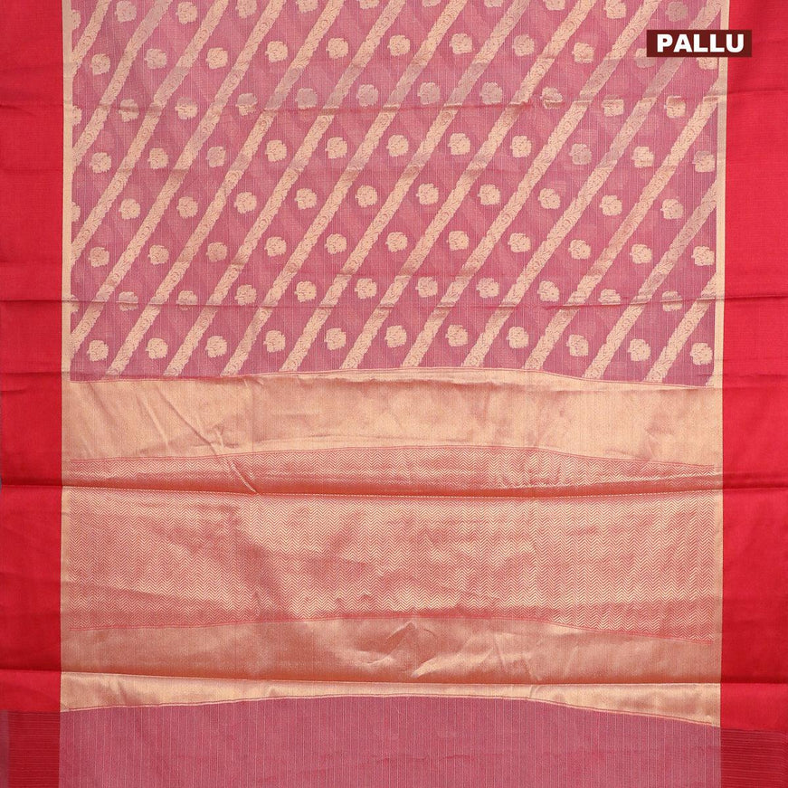 Banarasi kota saree pink shade and maroon with allover zari weaves & buttas and zari woven simple border