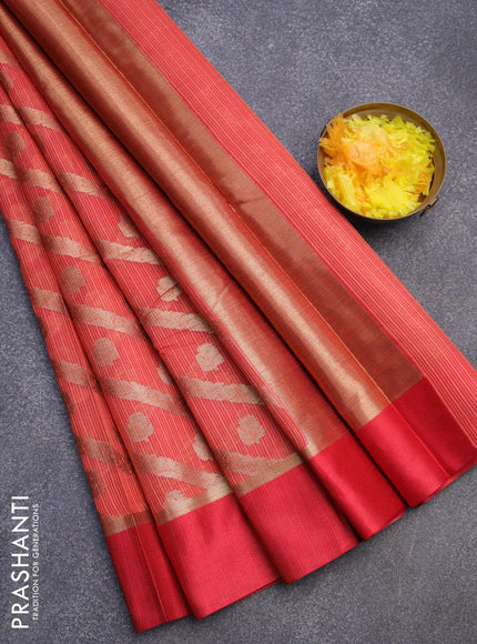 Banarasi kota saree red shade and maroon with allover zari weaves & buttas and zari woven simple border