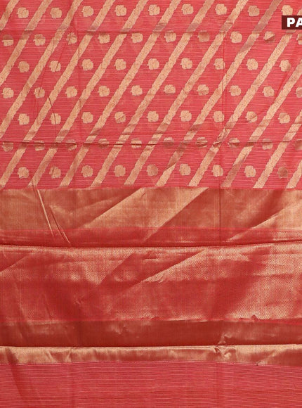 Banarasi kota saree red shade and maroon with allover zari weaves & buttas and zari woven simple border