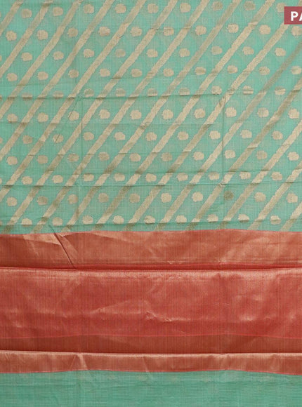 Banarasi kota saree teal green and maroon with allover zari weaves & buttas and zari woven simple border