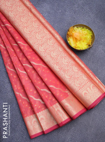 Banarasi kota saree pink shade with allover thread & zari weaves and zari woven border