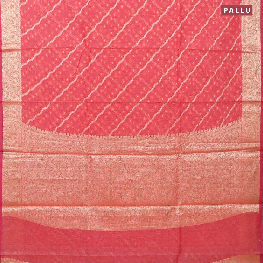 Banarasi kota saree pink shade with allover thread & zari weaves and zari woven border