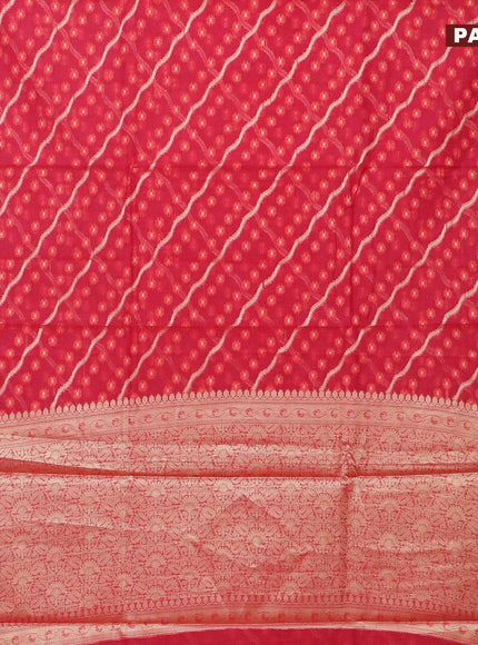 Banarasi kota saree reddish pink with allover thread & zari weaves and zari woven border