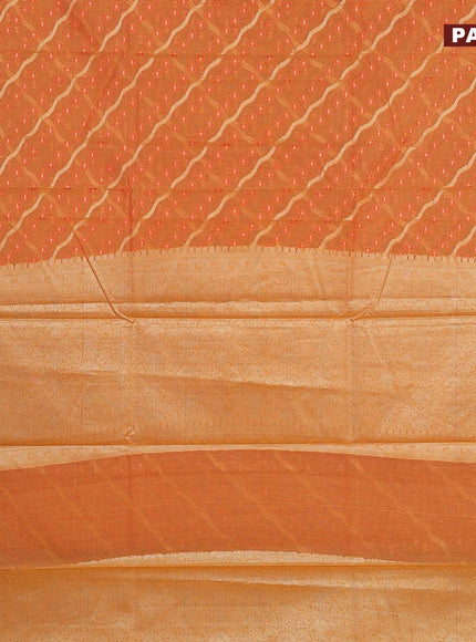 Banarasi kota saree orange and pink with allover thread & zari weaves and zari woven border