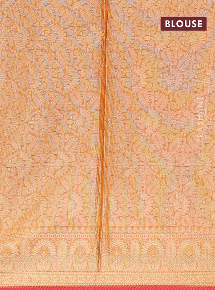 Banarasi kota saree orange and pink with allover thread & zari weaves and zari woven border