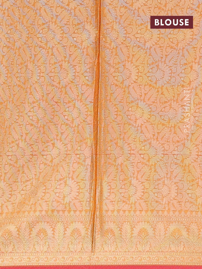 Banarasi kota saree orange and pink with allover thread & zari weaves and zari woven border