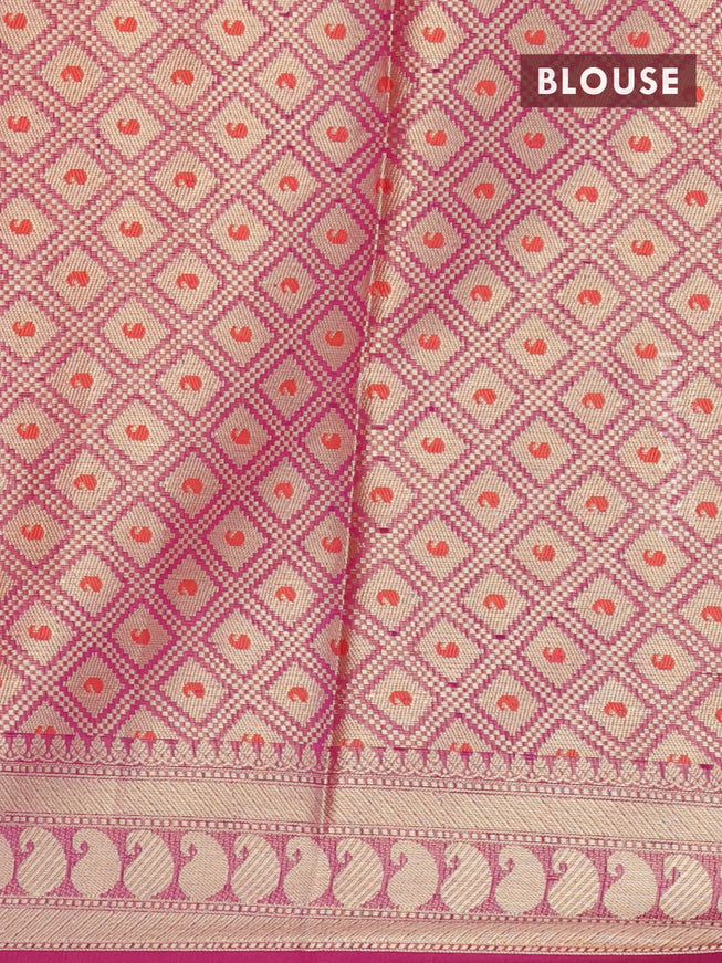 Banarasi kota saree magenta pink with allover thread & zari weaves and paisley zari woven border