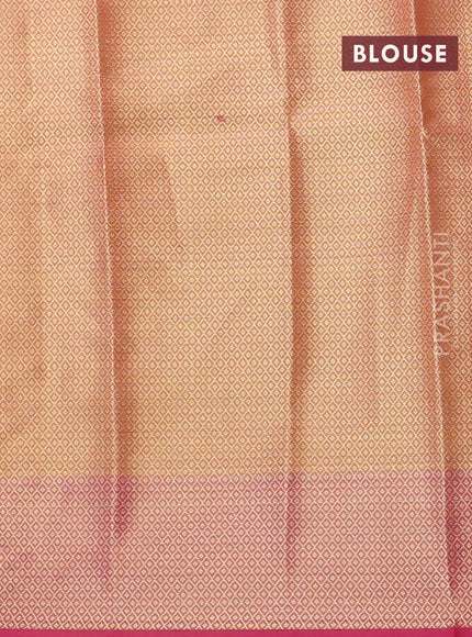 Banarasi kota saree yellow and pink with zari woven buttas and zari woven border