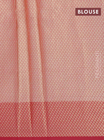 Banarasi kota saree sandal and pink with zari woven leaf buttas and zari woven border