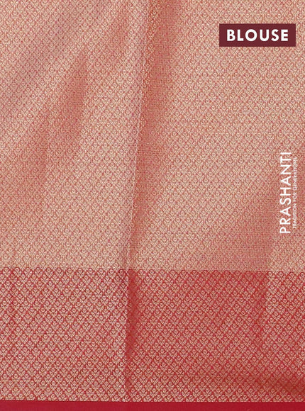 Banarasi kota saree peach orange and red with zari woven buttas and zari woven border