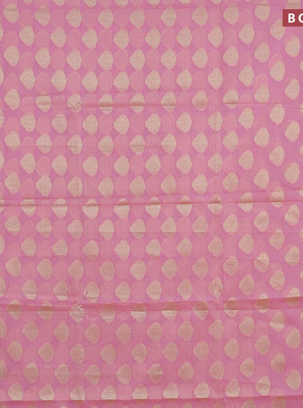 Banarasi kota saree light pink and pink with zari woven floral buttas and zari woven border