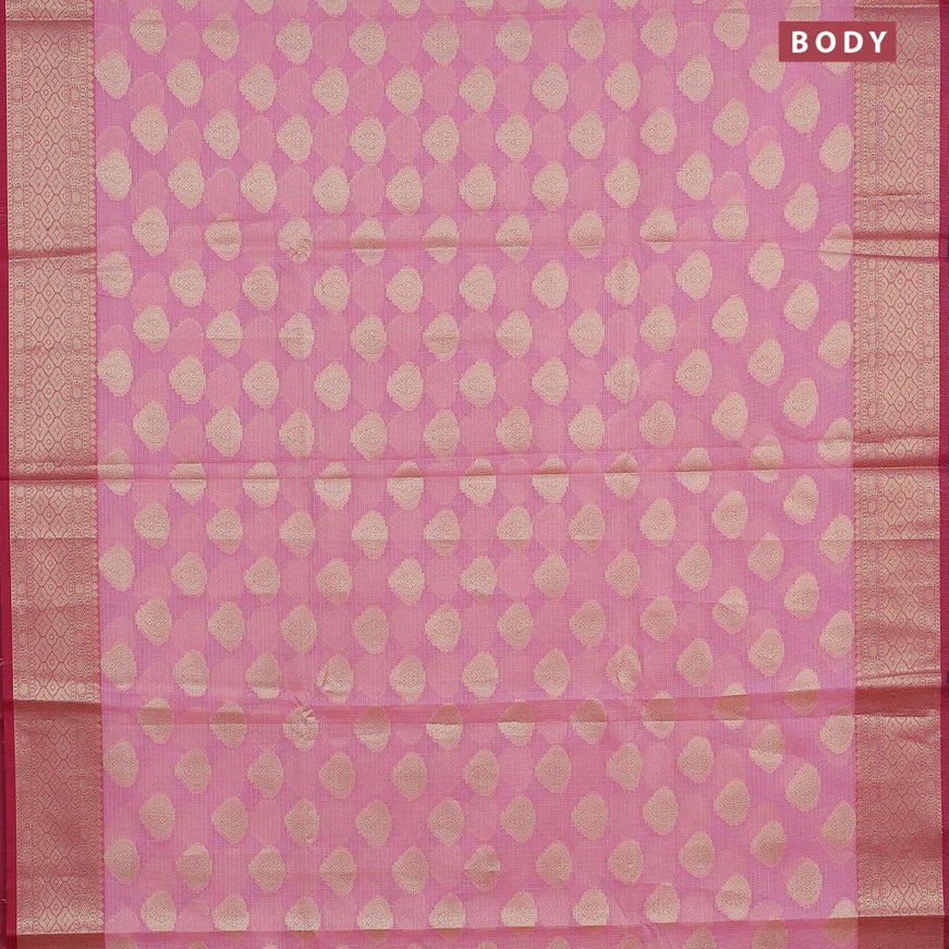 Banarasi kota saree light pink and pink with zari woven floral buttas and zari woven border