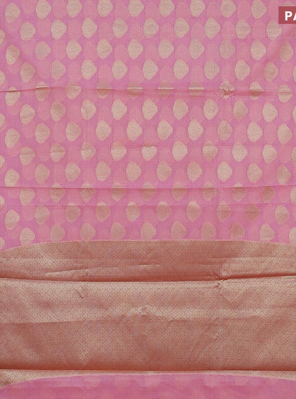 Banarasi kota saree light pink and pink with zari woven floral buttas and zari woven border