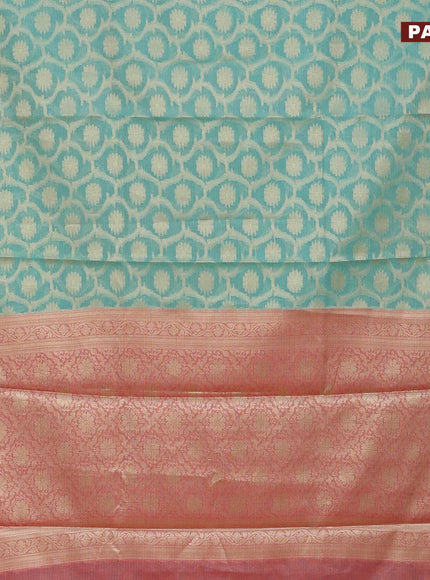 Banarasi kota saree teal blue and maroon with allover zari woven floral weaves and zari woven border