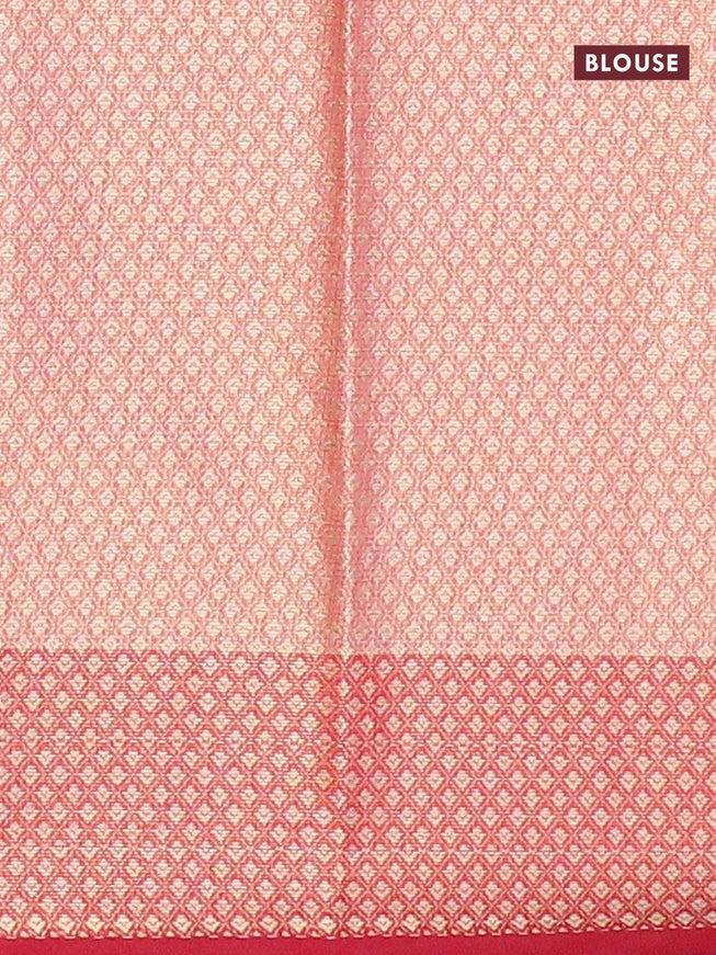 Banarasi kota saree light pink and pink with allover zari woven floral weaves and zari woven border