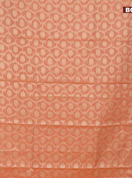 Banarasi kota saree peach orange and red with allover zari woven floral weaves and zari woven border