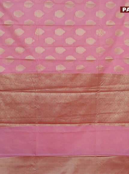 Banarasi kota saree light pink and pink with zari woven buttas and zari woven border