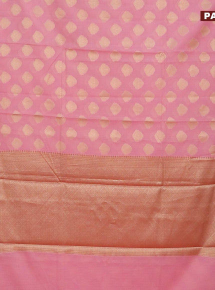 Banarasi kota saree light pink and pink with zari woven buttas and zari woven border