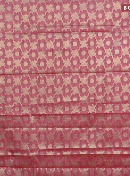 Banarasi kota saree pink shade and maroon with allover zari weaves and zari woven border