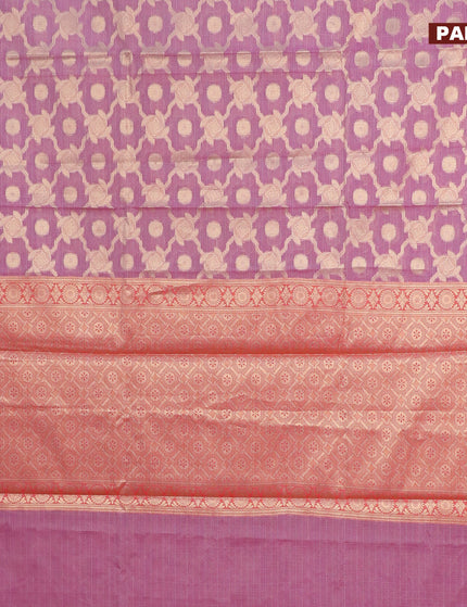 Banarasi kota saree purple and maroon with allover zari weaves and zari woven border