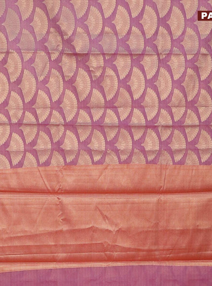 Banarasi kota saree pastel pink and maroon with zari woven buttas and zari woven simple border