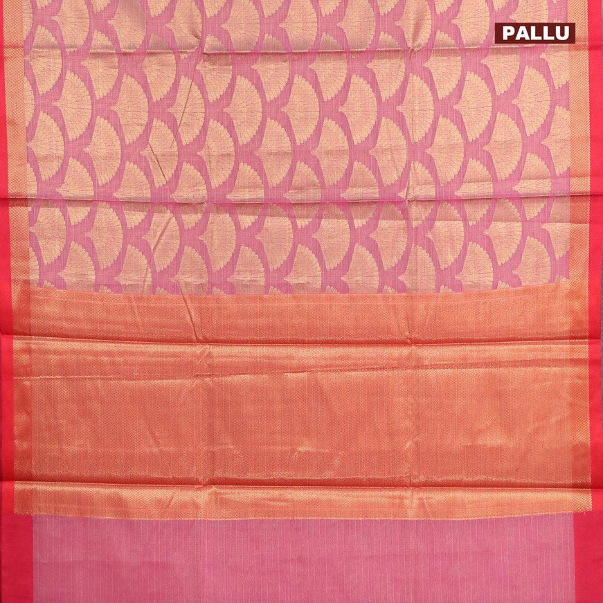 Banarasi kota saree magenta pink and maroon with zari woven buttas and zari woven simple border