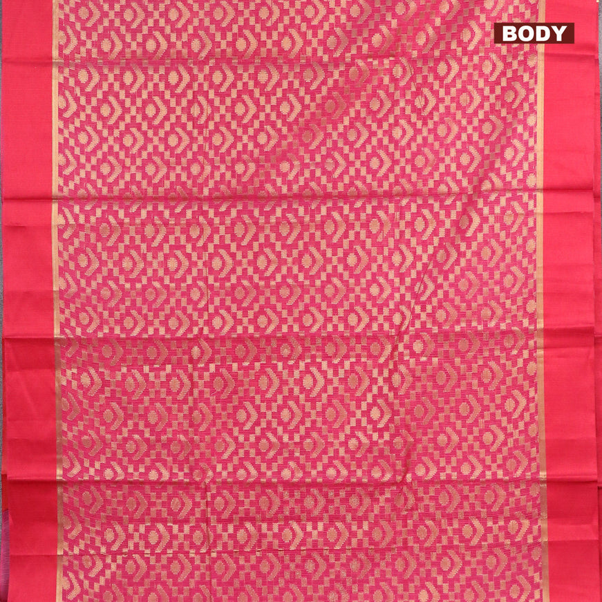 Banarasi kota saree magenta pink and red with allover zari weaves and zari woven simple border