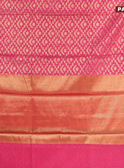 Banarasi kota saree magenta pink and red with allover zari weaves and zari woven simple border