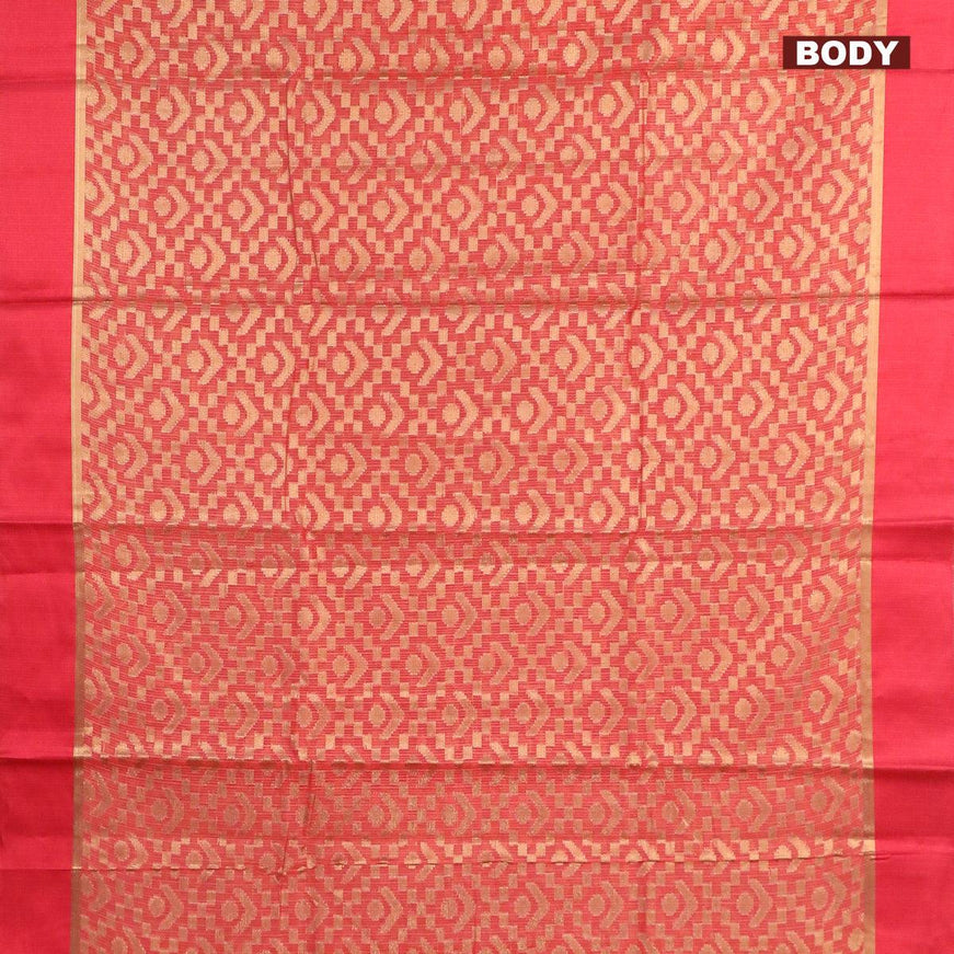 Banarasi kota saree red shade with allover zari weaves and zari woven simple border