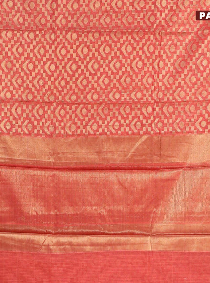 Banarasi kota saree red shade with allover zari weaves and zari woven simple border