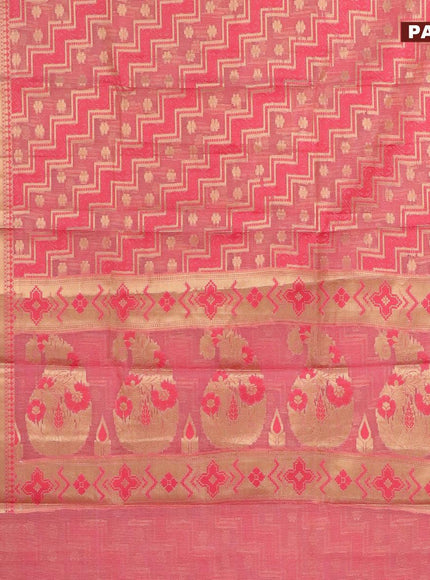 Banarasi kota saree pink shade with allover thread & zari weaves and zari woven border