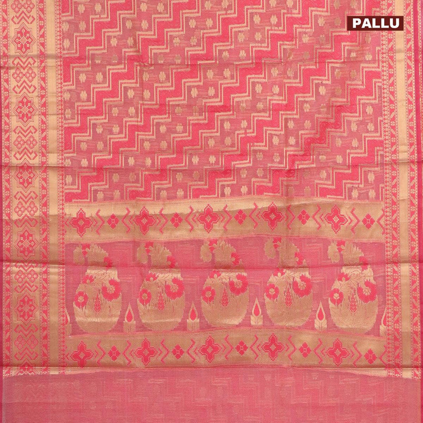 Banarasi kota saree pink shade with allover thread & zari weaves and zari woven border