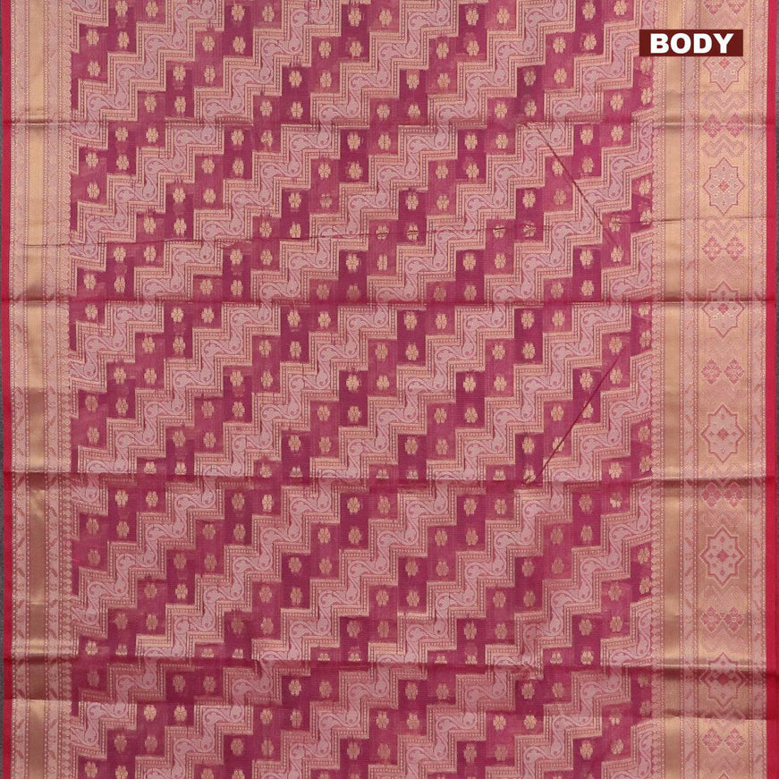 Banarasi kota saree dark pink and maroon with allover thread & zari weaves and zari woven border