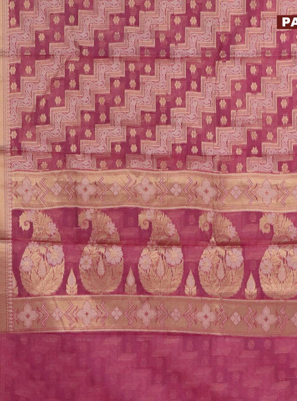 Banarasi kota saree dark pink and maroon with allover thread & zari weaves and zari woven border