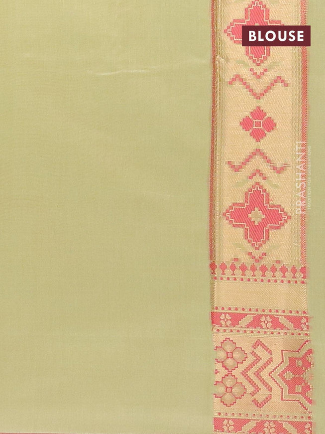 Banarasi kota saree green shade and maroon with allover thread & zari weaves and zari woven border