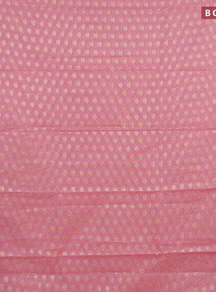 Banarasi kota saree light pink and maroon with allover zari woven buttas and floral zari woven border