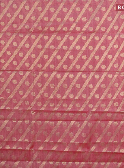 Banarasi kota saree pink shade and maroon with allover zari weaves and zari woven simple border