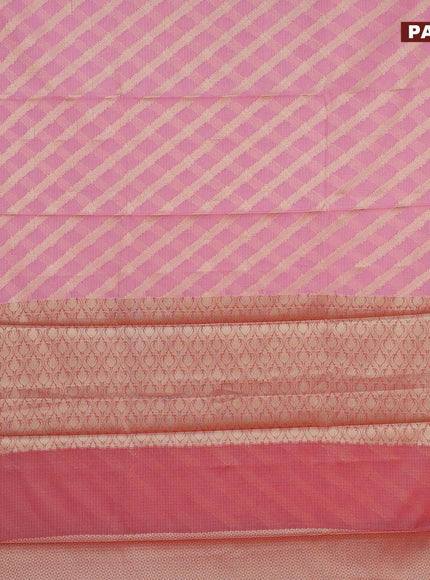 Banarasi kota saree candy pink and pink with allover zari weaves and zari woven border