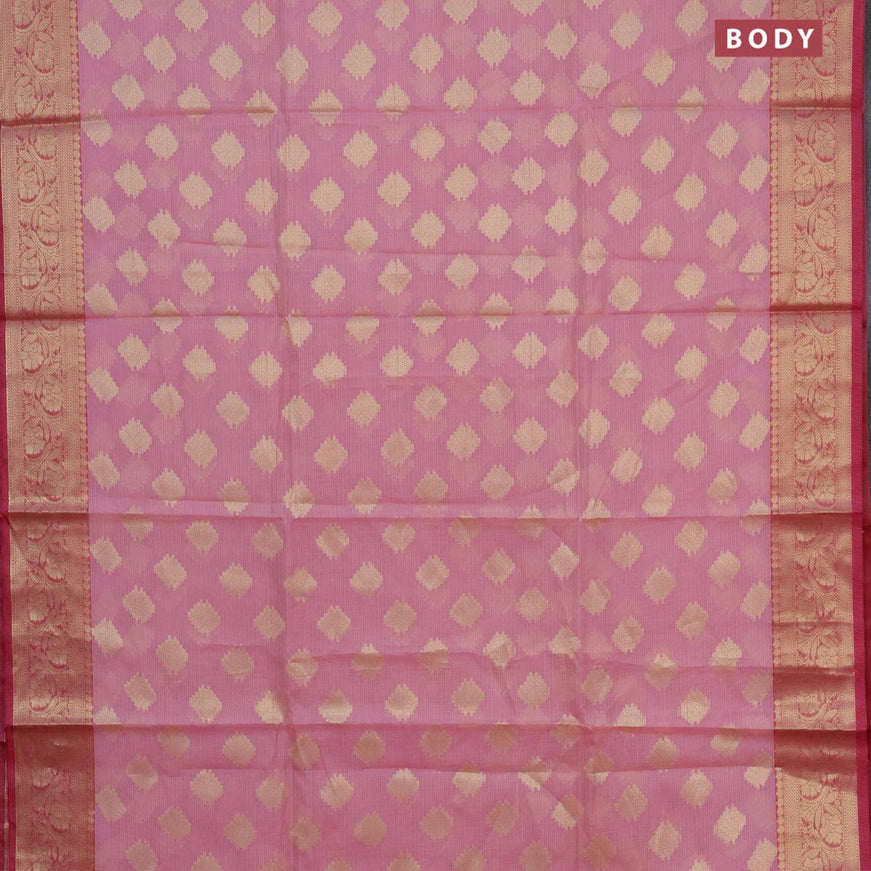 Banarasi kota saree light pink and pink with zari woven buttas and zari woven border