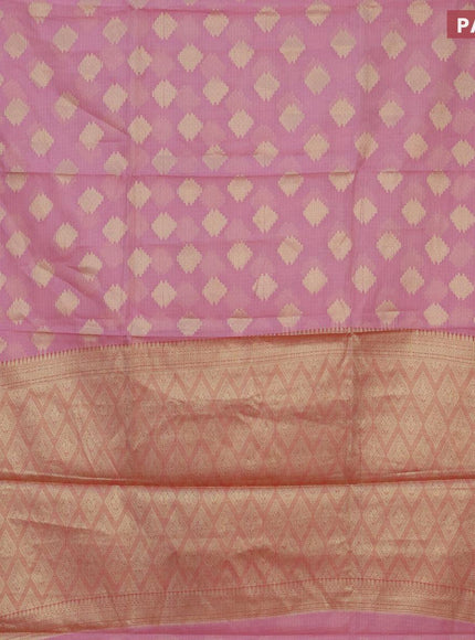 Banarasi kota saree light pink and pink with zari woven buttas and zari woven border