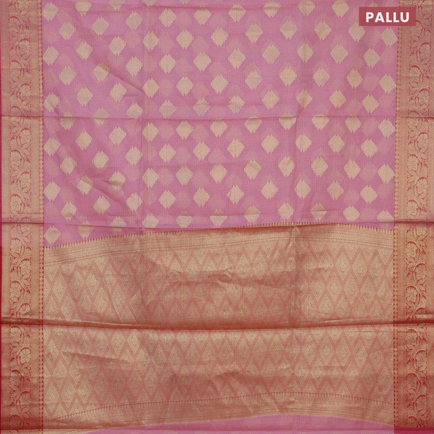 Banarasi kota saree light pink and pink with zari woven buttas and zari woven border